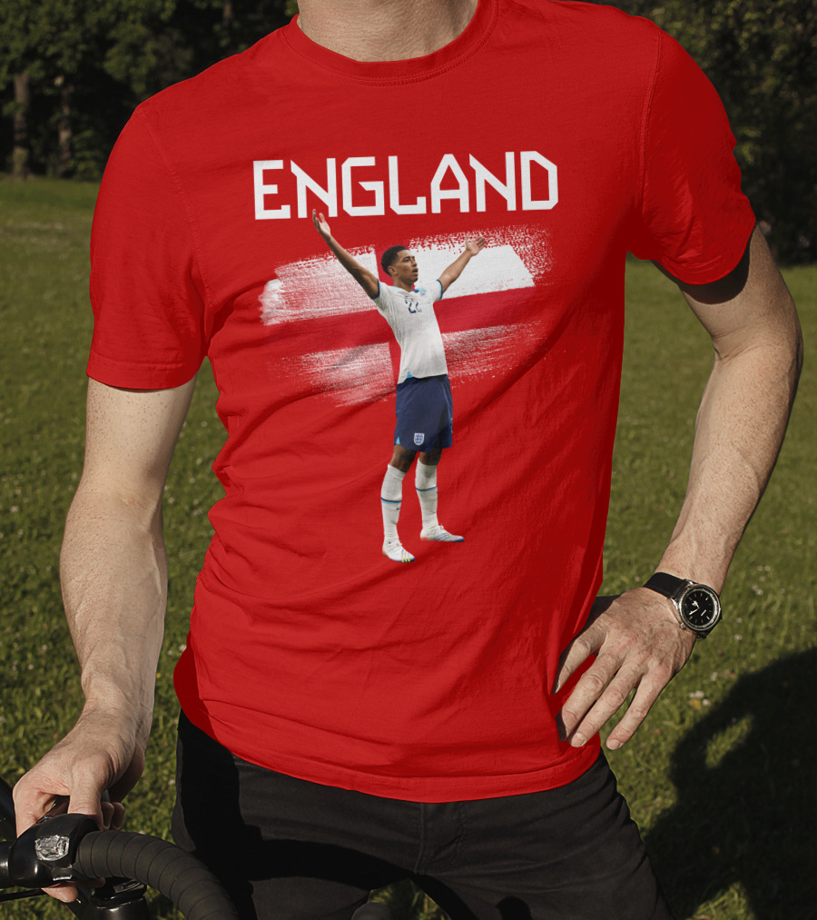 Jude Bellingham England Football Celebration With Red Cross T-Shirt