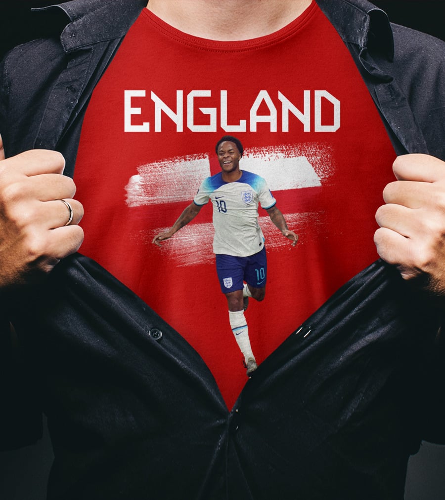Raheem Sterling England Football 10 Euro Kit Cross Background T-Shirt