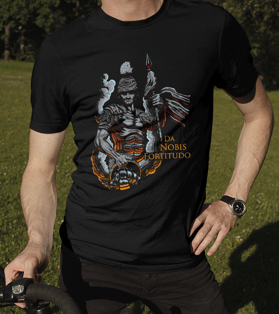 Roman Warrior With DA NOBIS FORTITUDO Banner T-Shirt