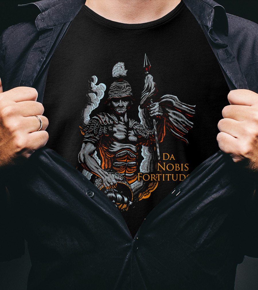 Roman Warrior With DA NOBIS FORTITUDO Banner T-Shirt