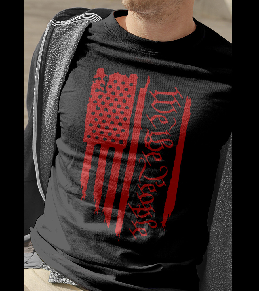 We The People Distressed Red American Flag Gothic T-Shirt