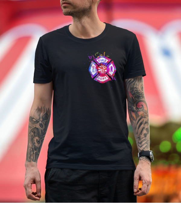 Premium T-Shirt: Firefighter's Girl Keep Back 200ft Fire Dept Maltese Cross Badge T-Shirt Firefighter's Girl Keep Back 200ft Fire Dept Maltese Cross Badge T-Shirt