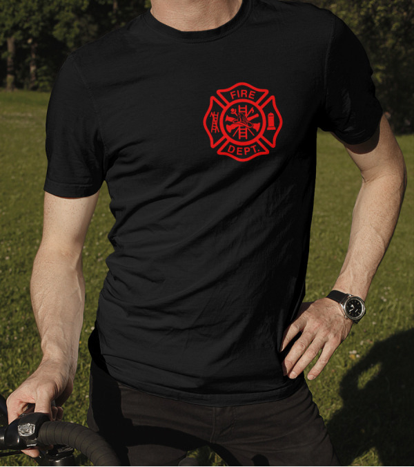 Fire Dept Red Thin Line Flag T-Shirt