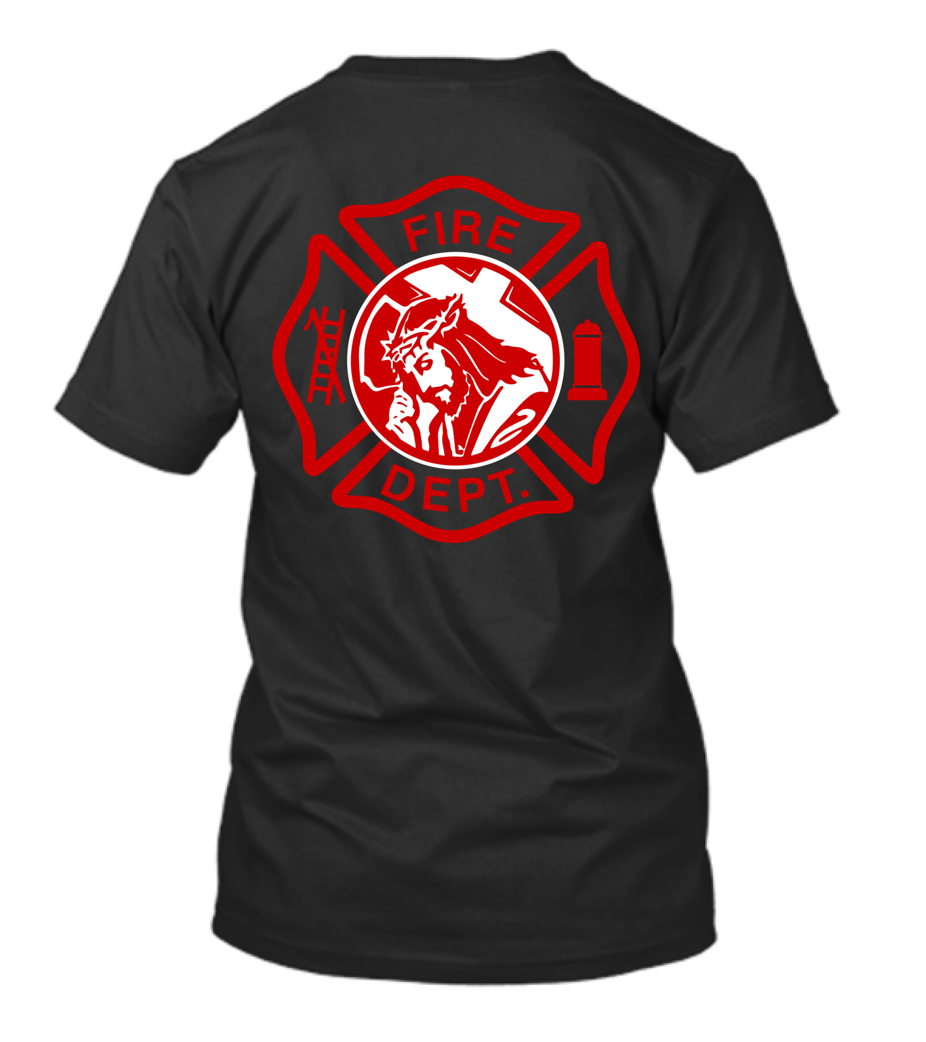 Cross Fire Dept Maltese Cross Badge With Firefighter Text Elements T-Shirt