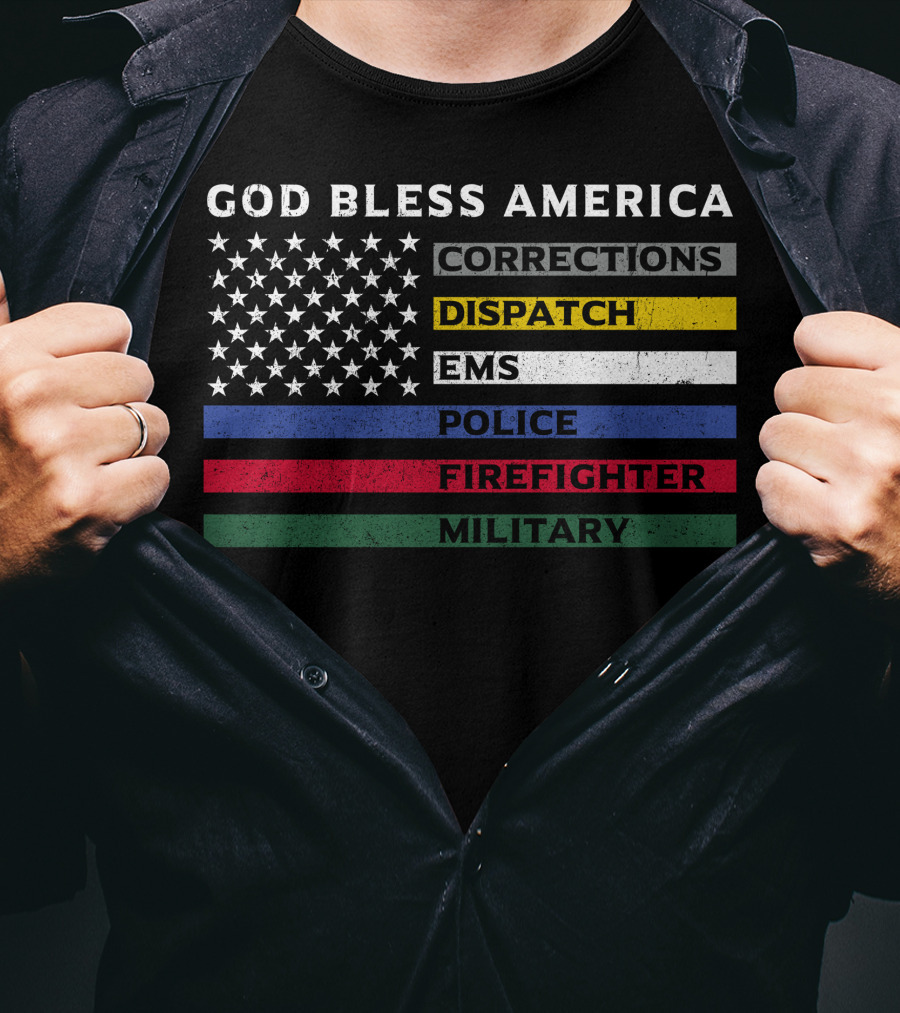 Corrections Dispatch Police Firefighter Military Honor And Respect T-Shirt