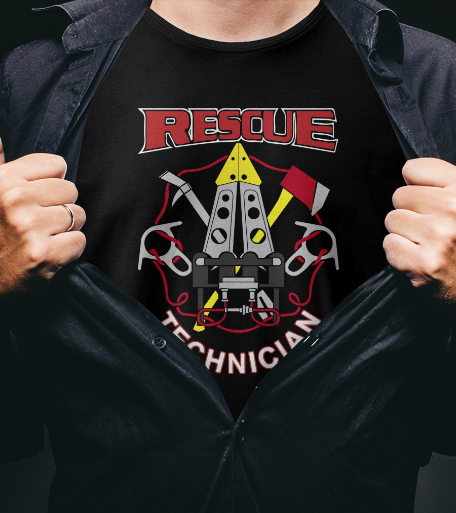 RESCUE TECHNICIAN Emblem With Tools And Equipment T-Shirt