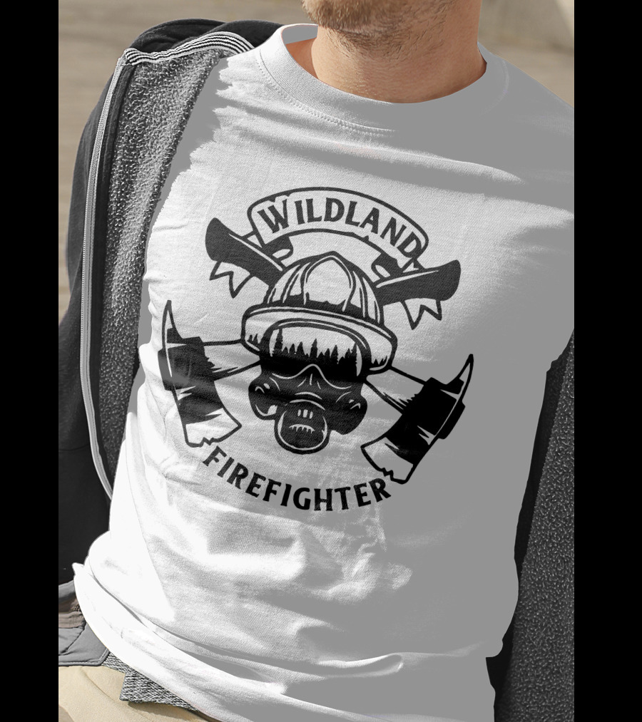 WILDLAND FIREFIGHTER Forest Helmet Axes Mask T-Shirt