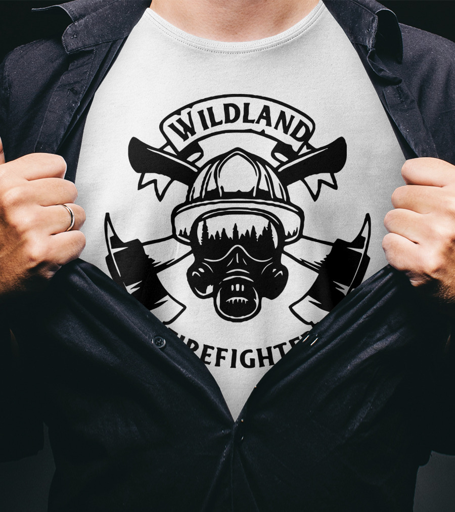WILDLAND FIREFIGHTER Forest Helmet Axes Mask T-Shirt