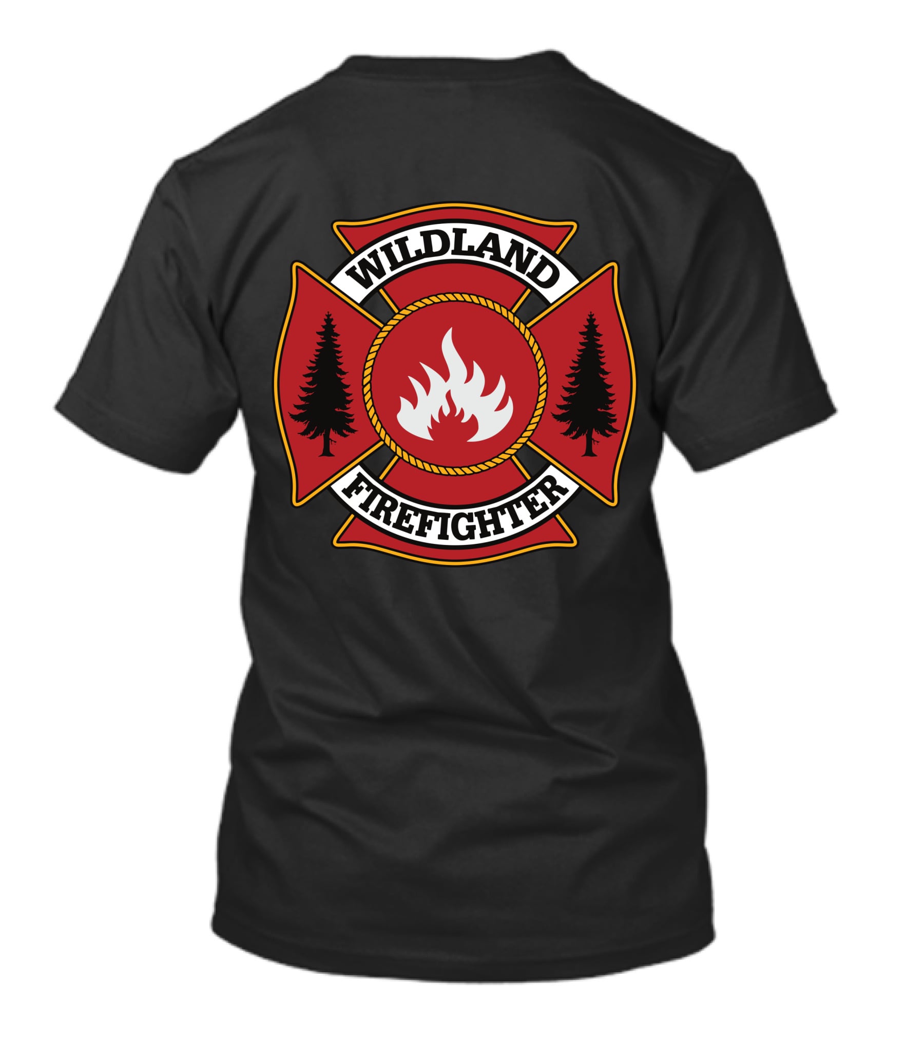 Wildland Firefighter Emblem With Flames And Trees T-Shirt