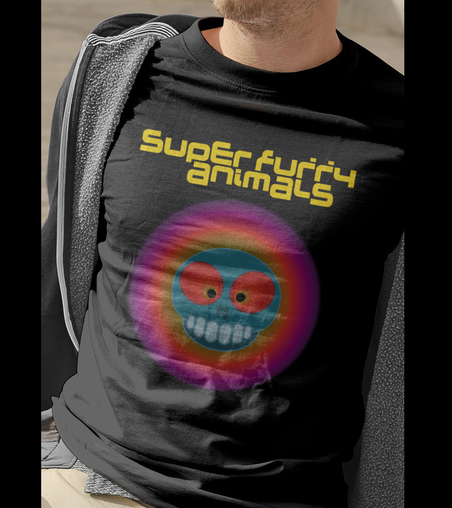Super Furry Animals Rings Around The World Album Icon With Psychedelic Skull T-Shirt