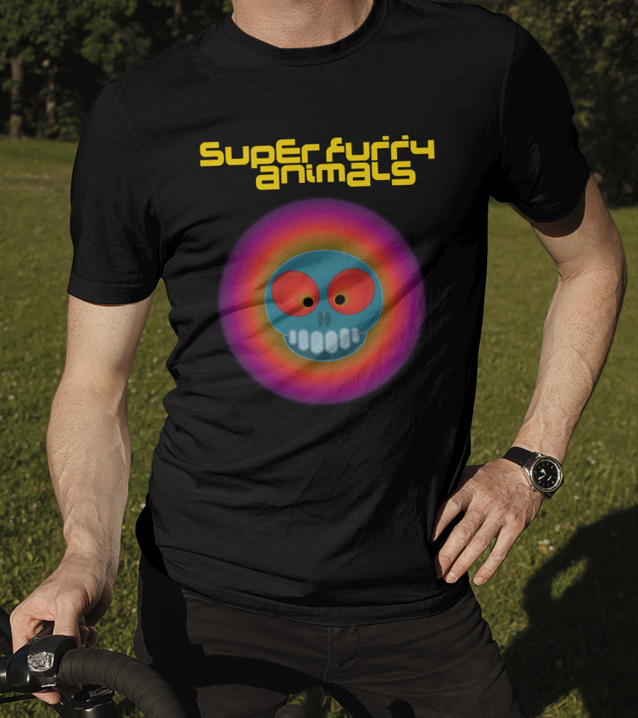 Super Furry Animals Rings Around The World Album Icon With Psychedelic Skull T-Shirt
