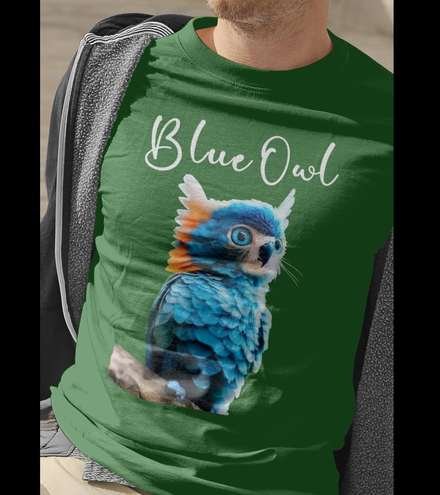 Beautiful Blue Owl Fantasy Creature T-Shirt