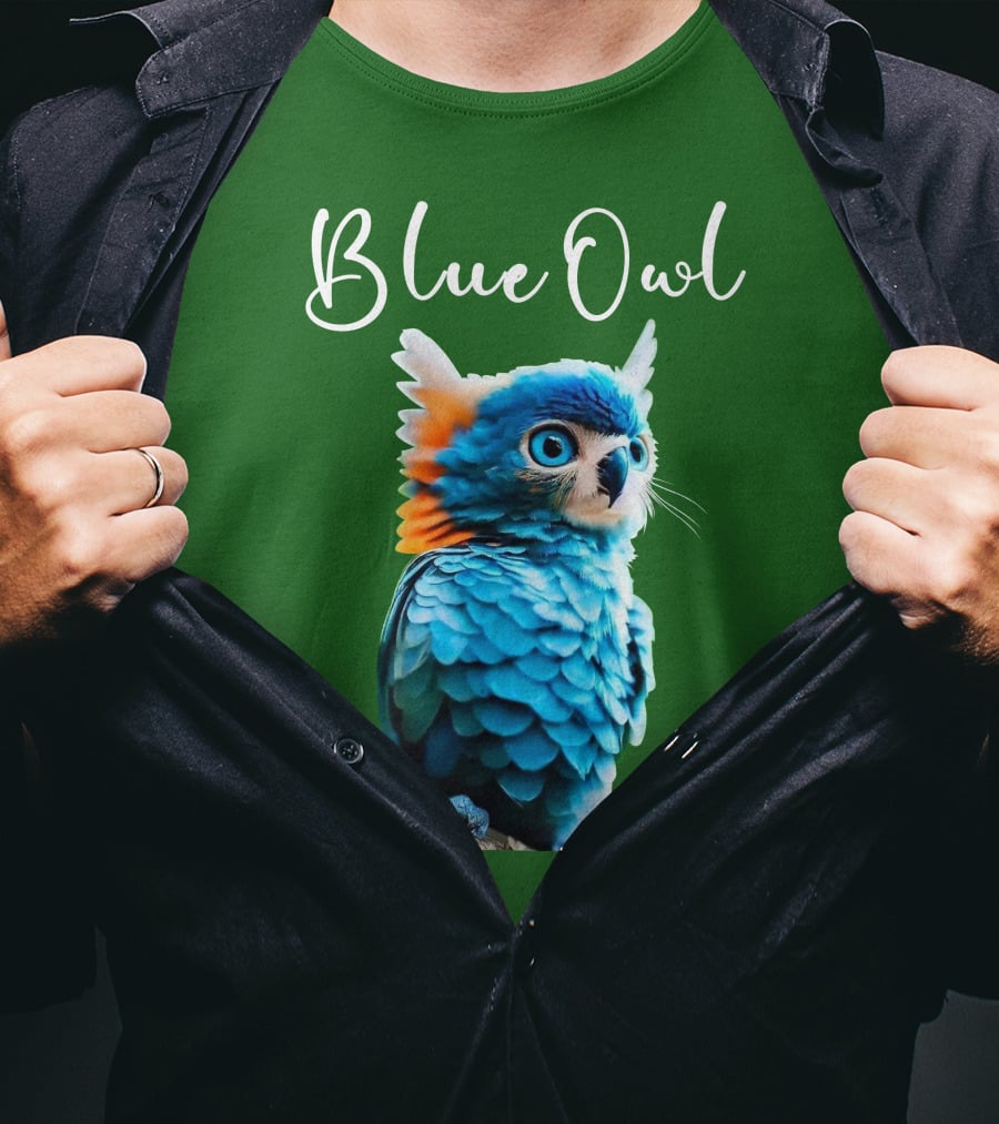 Beautiful Blue Owl Fantasy Creature T-Shirt