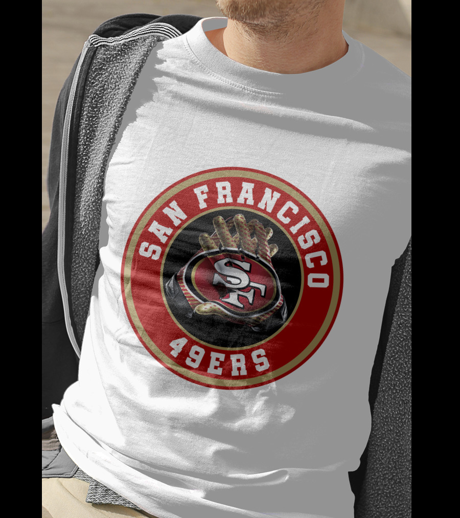 San Francisco 49ers Football Glove Emblem T-Shirt
