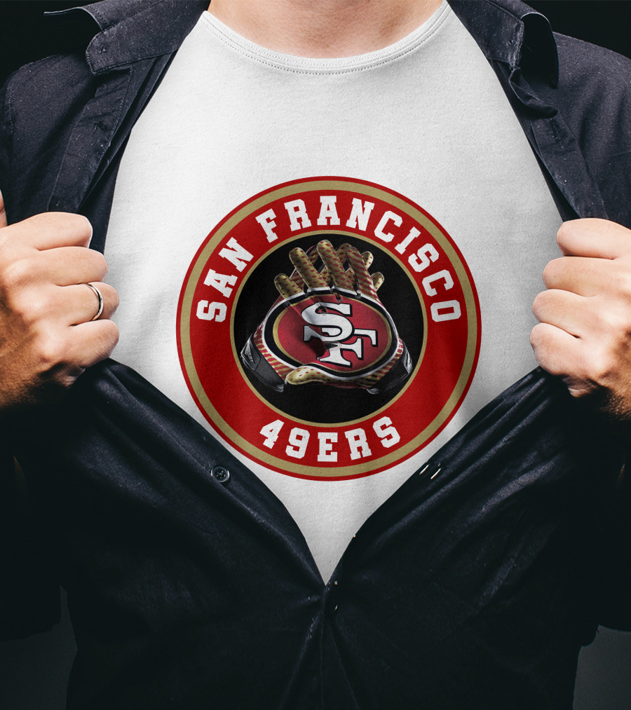 San Francisco 49ers Football Glove Emblem T-Shirt