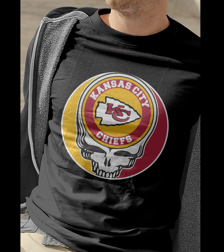 Kansas City Chiefs Grateful Dead Skull Logo Collaboration T-Shirt