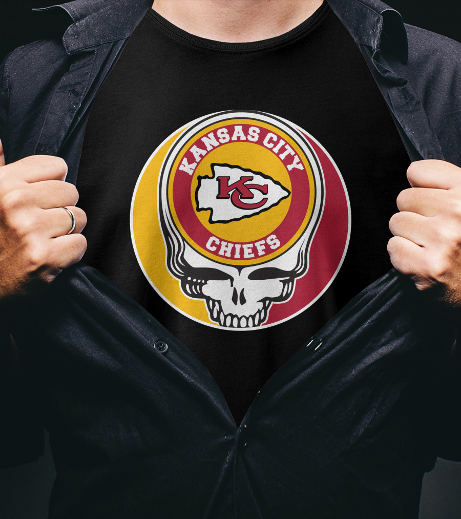 Kansas City Chiefs Grateful Dead Skull Logo Collaboration T-Shirt