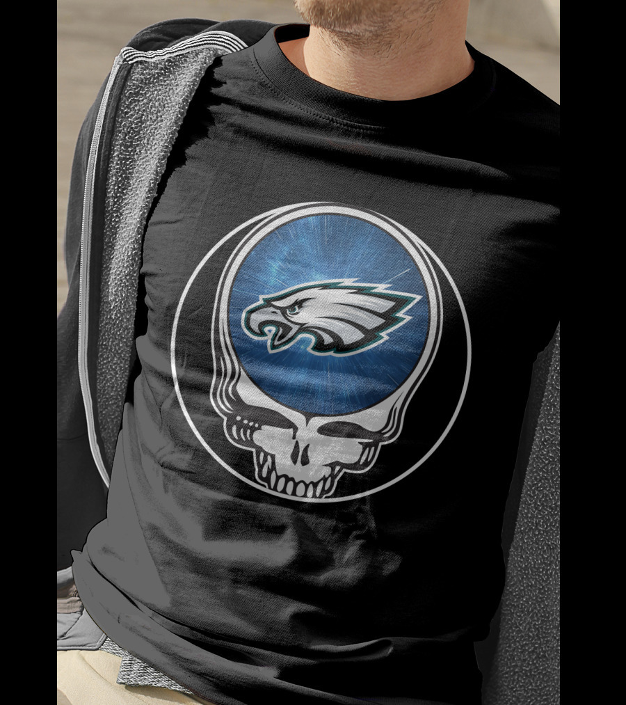 Philadelphia Eagles Grateful Dead Skull Logo Fusion T-Shirt