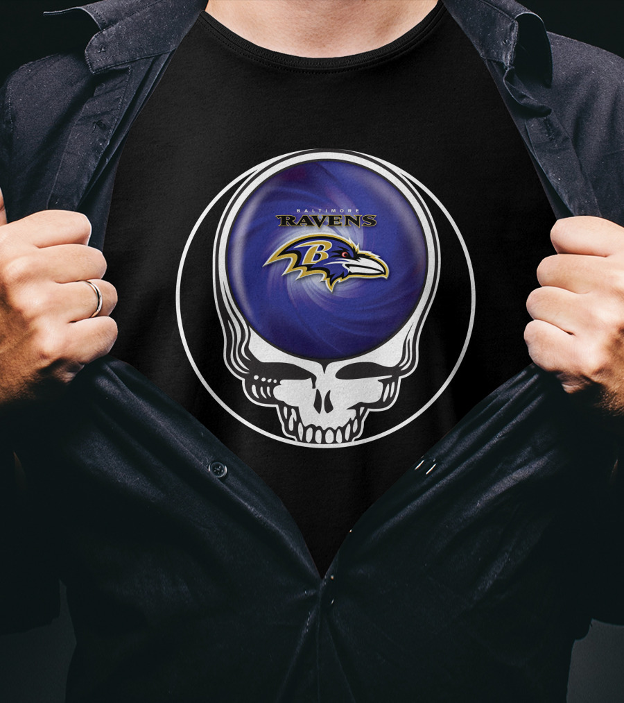 Baltimore Ravens Grateful Dead Skull T-Shirt