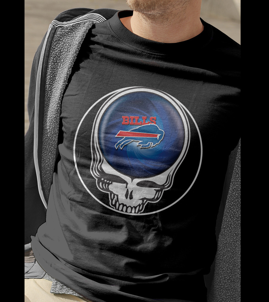 Buffalo Bills Grateful Dead Skull Icon With Spiral T-Shirt