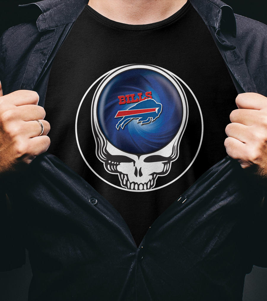 Buffalo Bills Grateful Dead Skull Icon With Spiral T-Shirt
