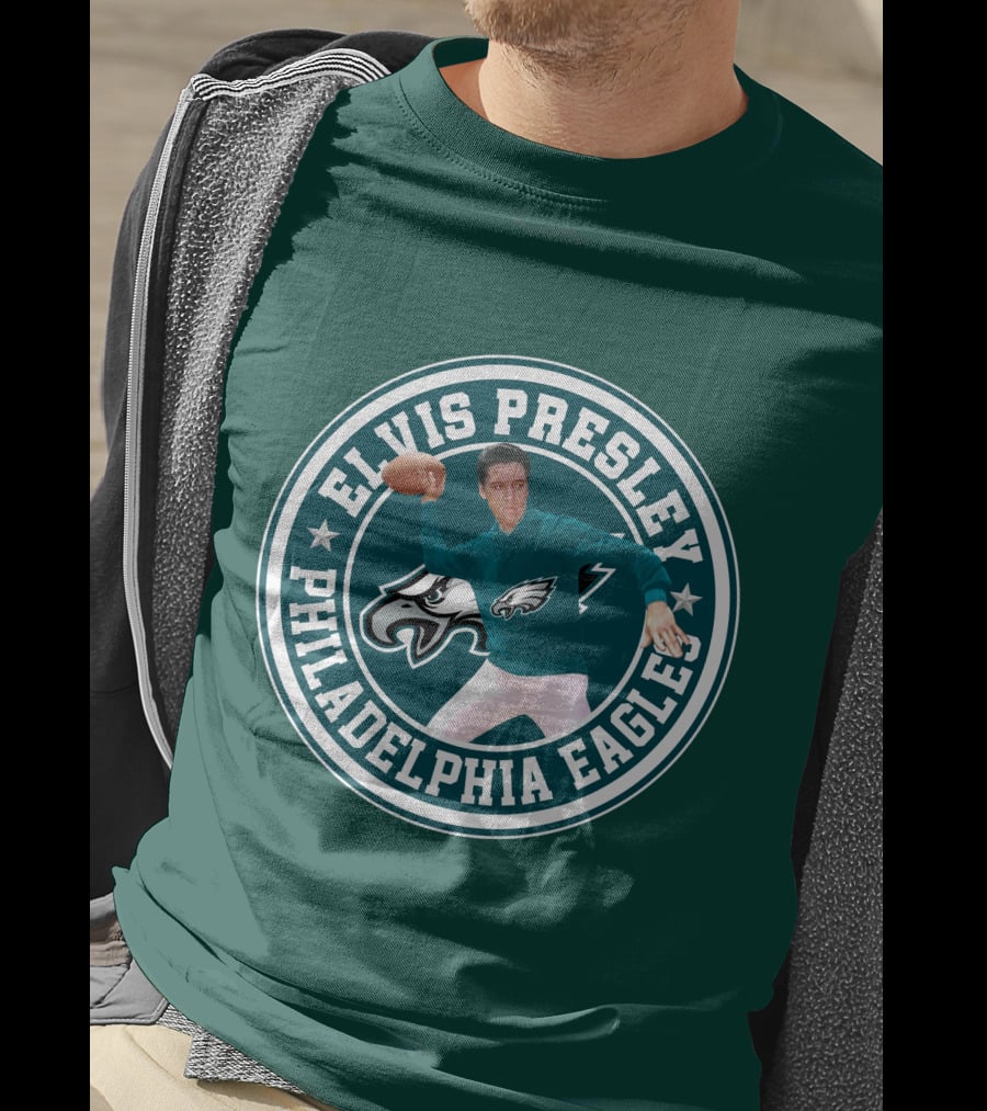Elvis Presley Philadelphia Eagles Football Quarterback T-Shirt
