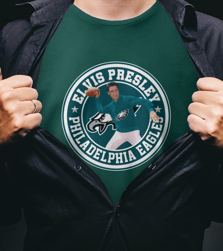 Elvis Presley Philadelphia Eagles Football Quarterback T-Shirt