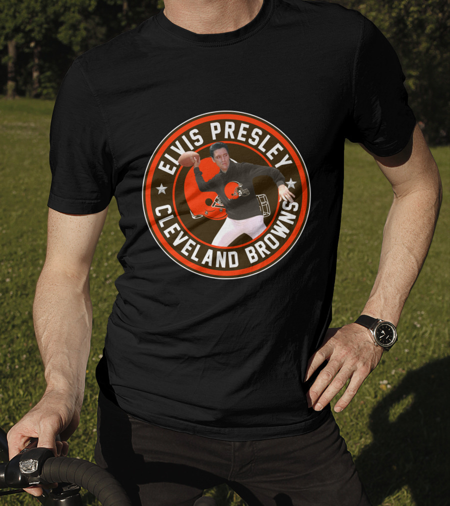 Elvis Presley Cleveland Browns Football Quarterback T-Shirt