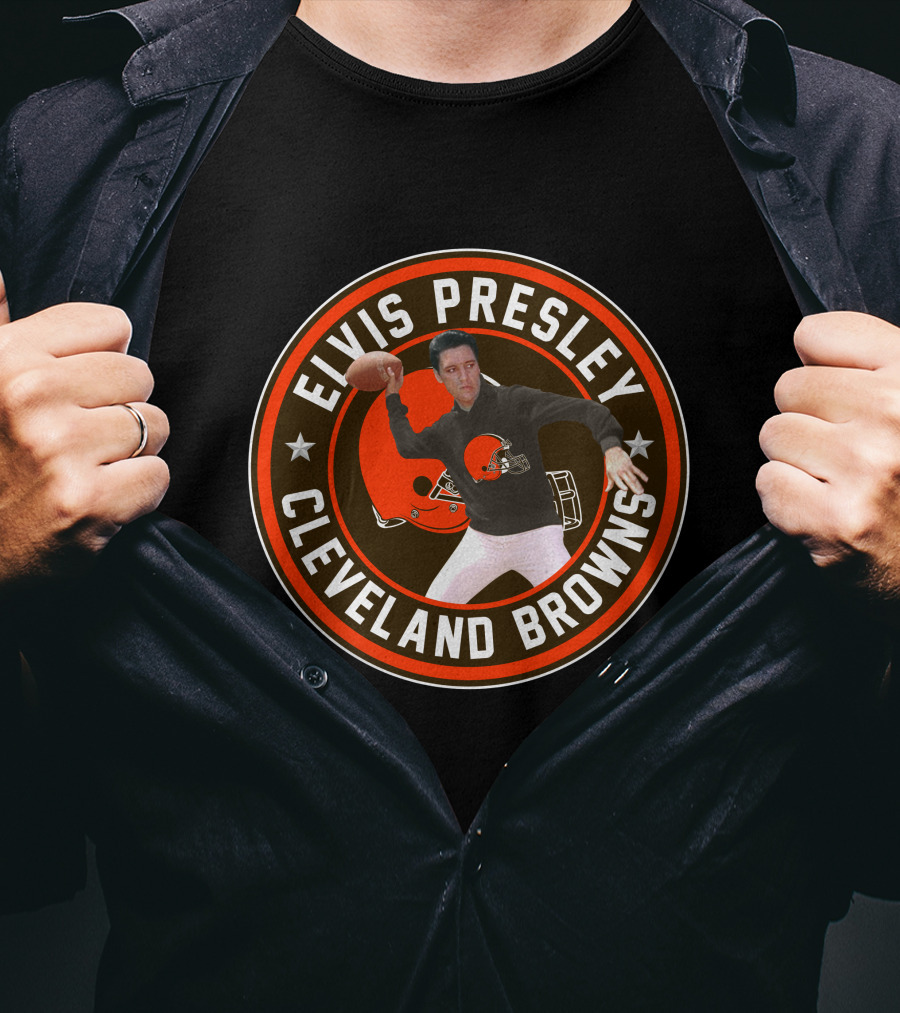 Elvis Presley Cleveland Browns Football Quarterback T-Shirt
