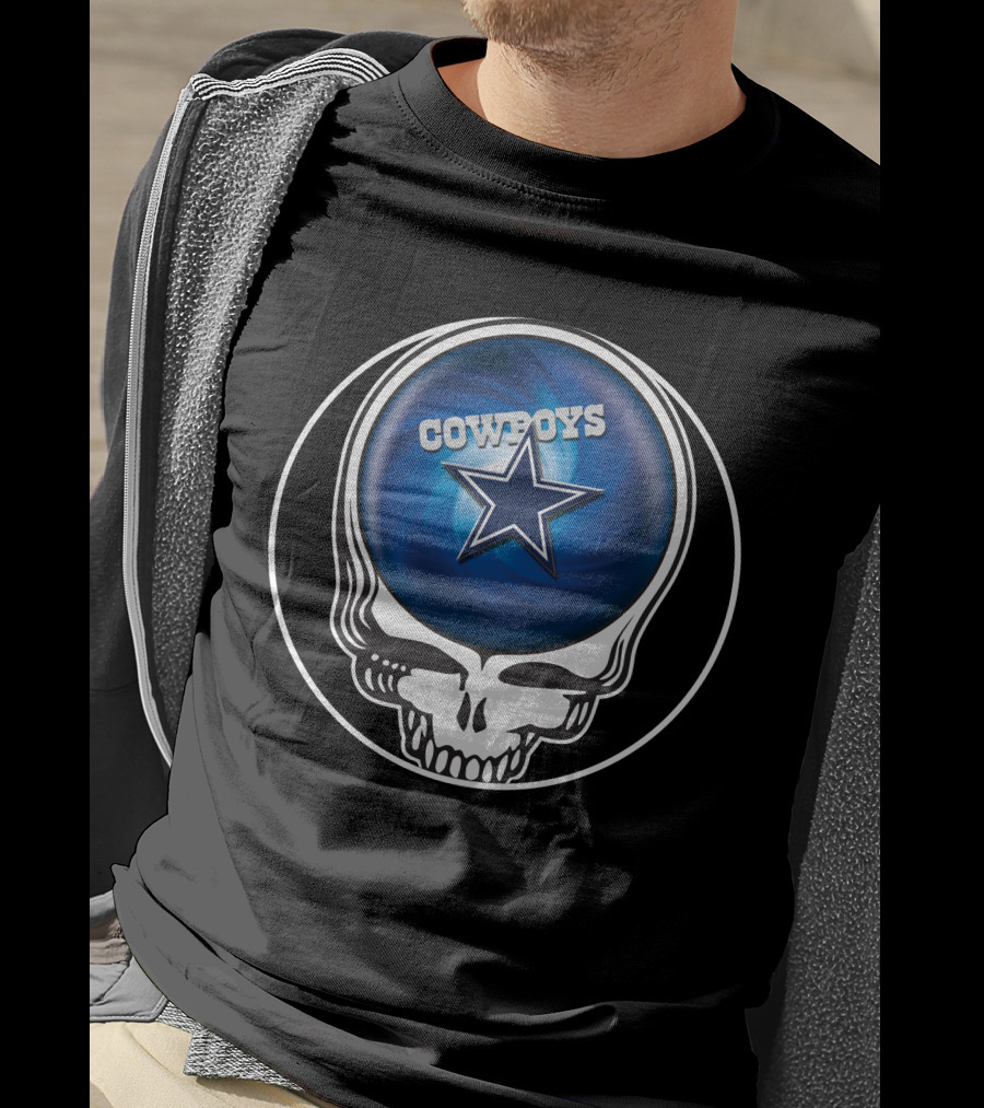 Cowboys Star Skull Blue Background T-Shirt