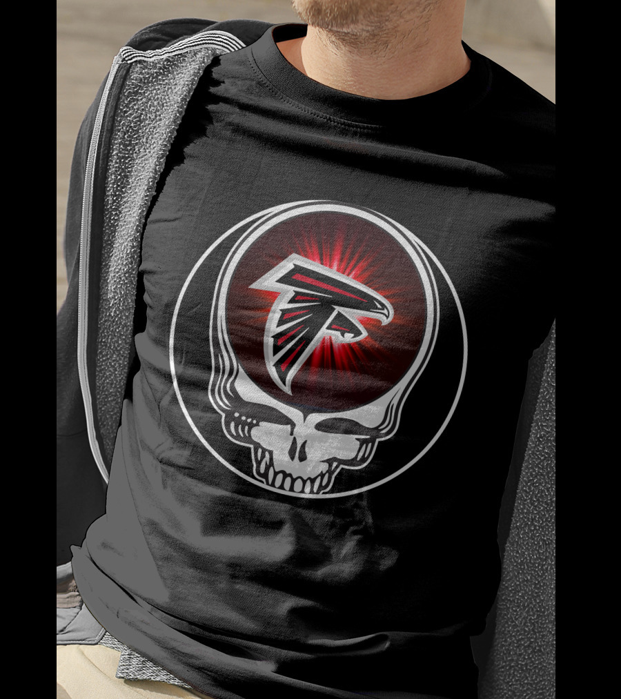 Atlanta Falcons Logo Red Aura Skull T-Shirt