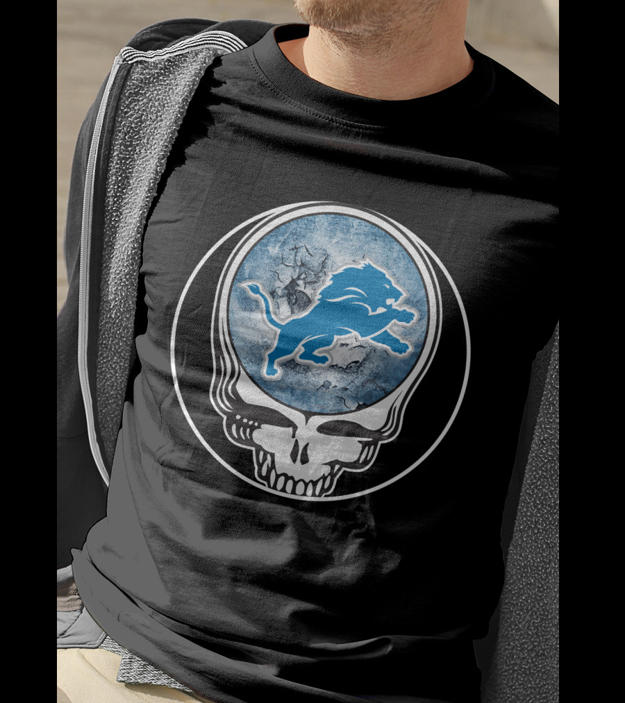 Detroit Lions Skull Logo Fusion T-Shirt