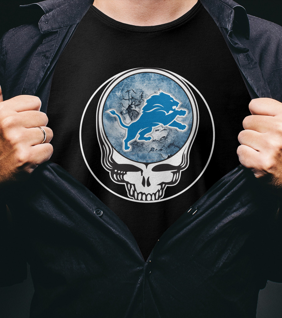Detroit Lions Skull Logo Fusion T-Shirt