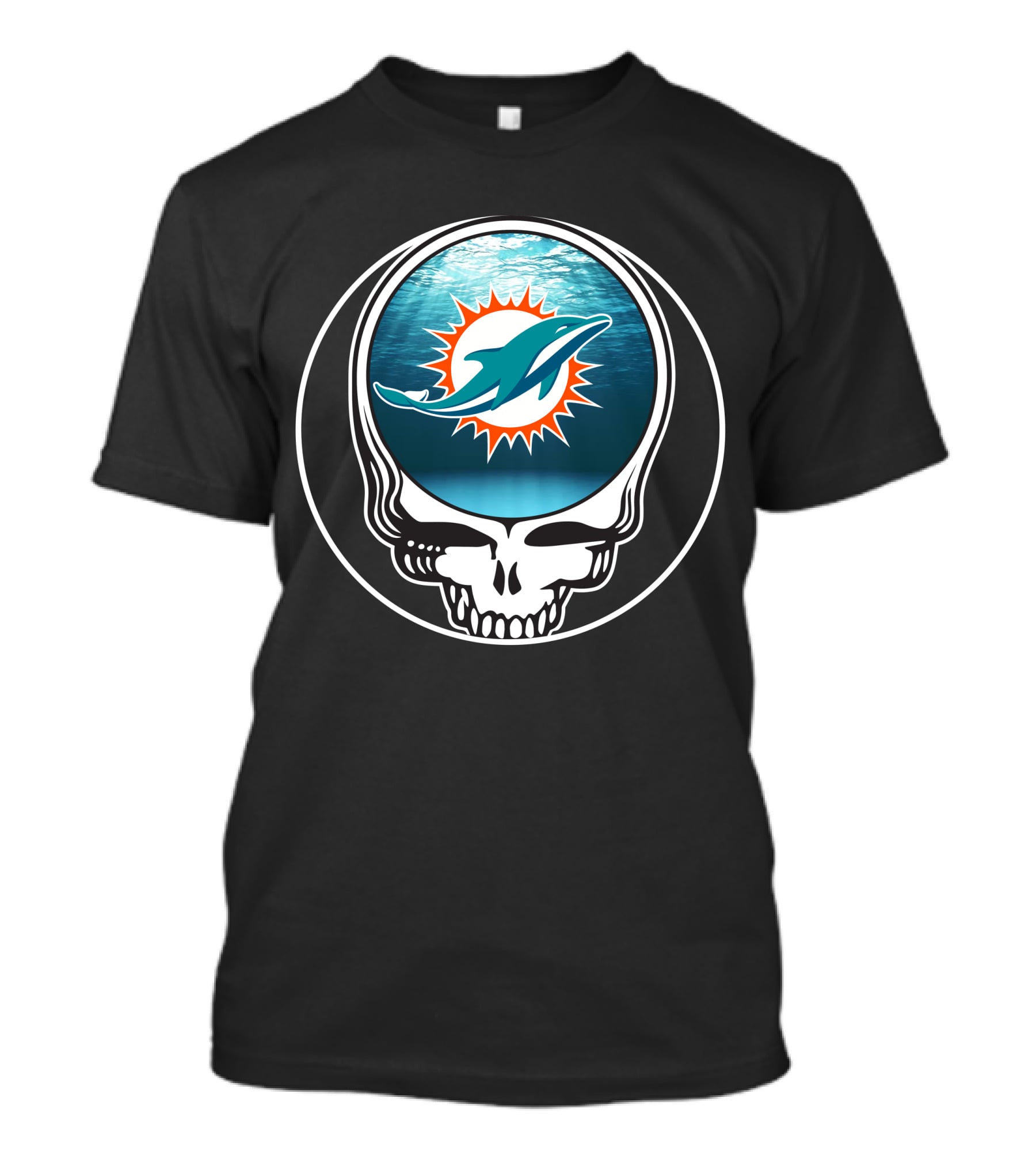 Miami Dolphins Logo Grateful Dead Skull T-Shirt