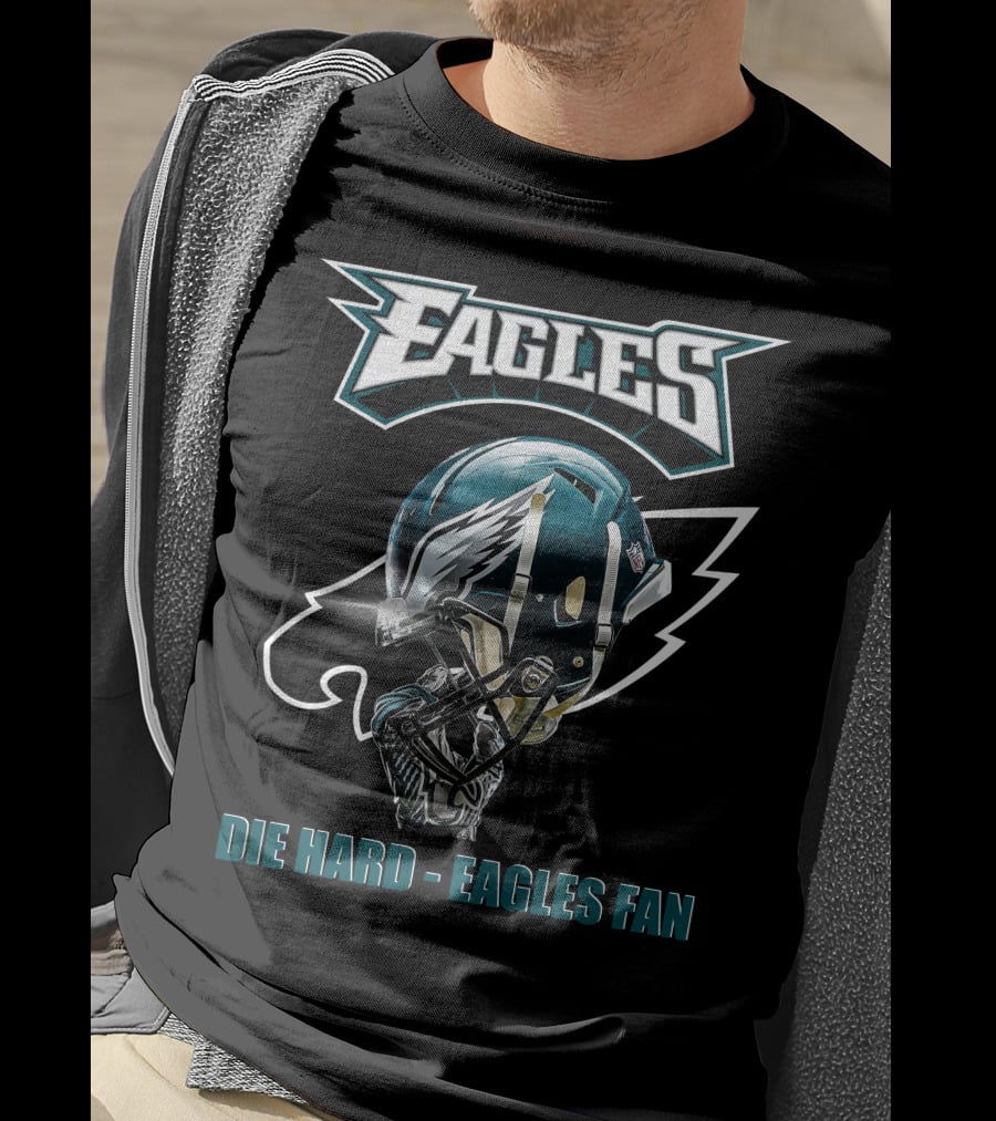 Die Hard Eagles Fan Football Helmet Eagles T-Shirt