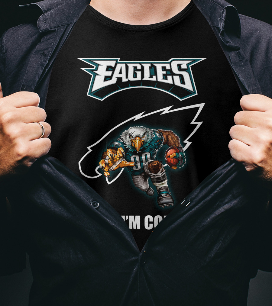 Eagles Football Eagle Mascot Charging Forward With Ball T-Shirt