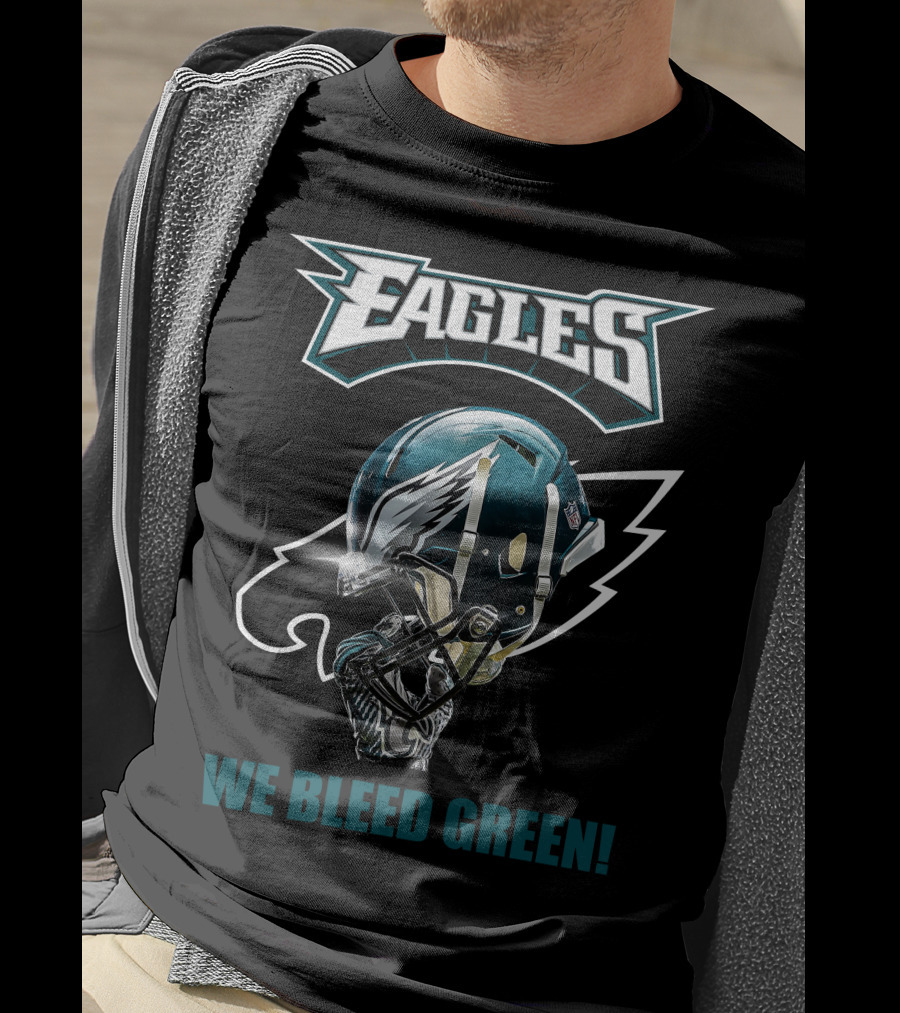 Eagles We Bleed Green Helmet T-Shirt