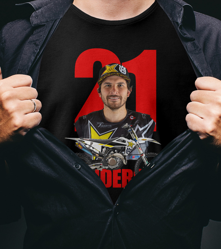 Jason Anderson 21 Motocross Star With Bike And Number T-Shirt