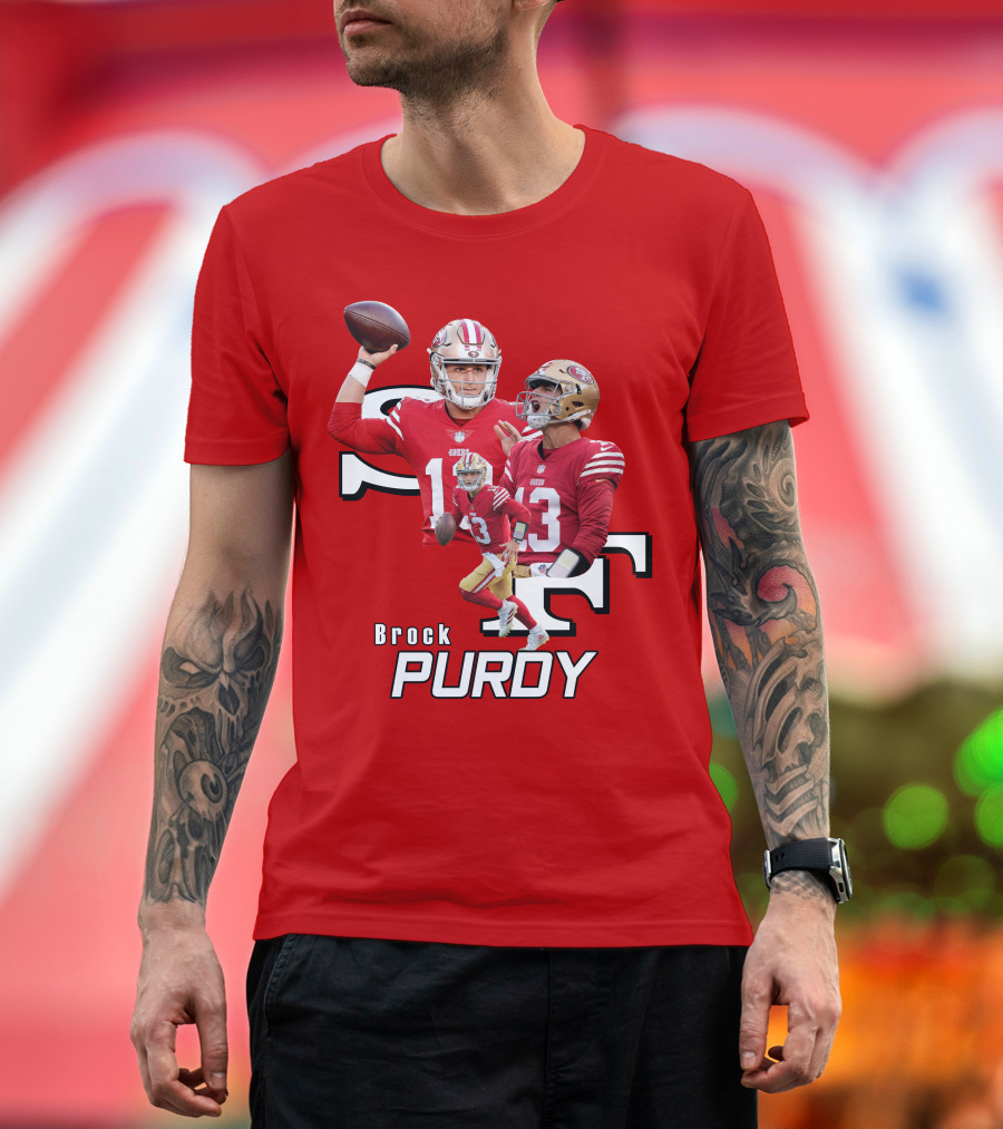 Brock Purdy NFL Quarterback Action Collage T-Shirt