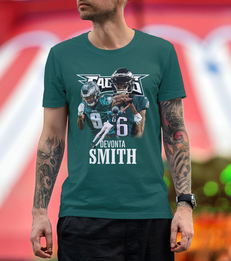 Eagles Smith 6 Football Action Collage T-Shirt