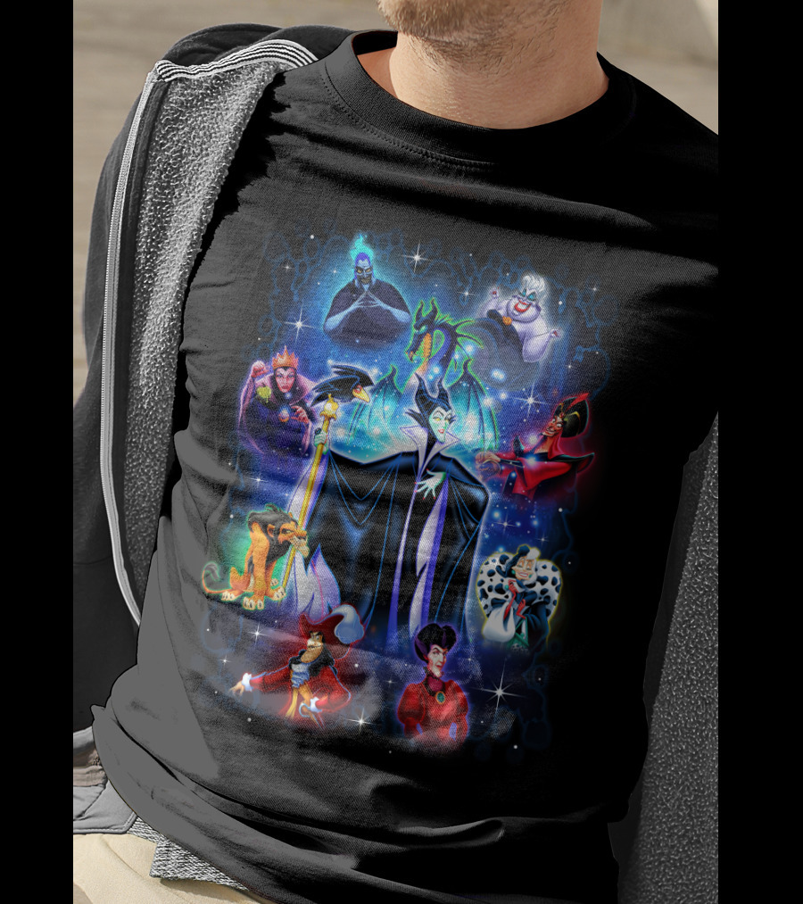 Disney Villains Maleficent Hades Ursula Scar Jafar Evil Queen Captain Hook Queen Of Hearts Cruella De Vil T-Shirt