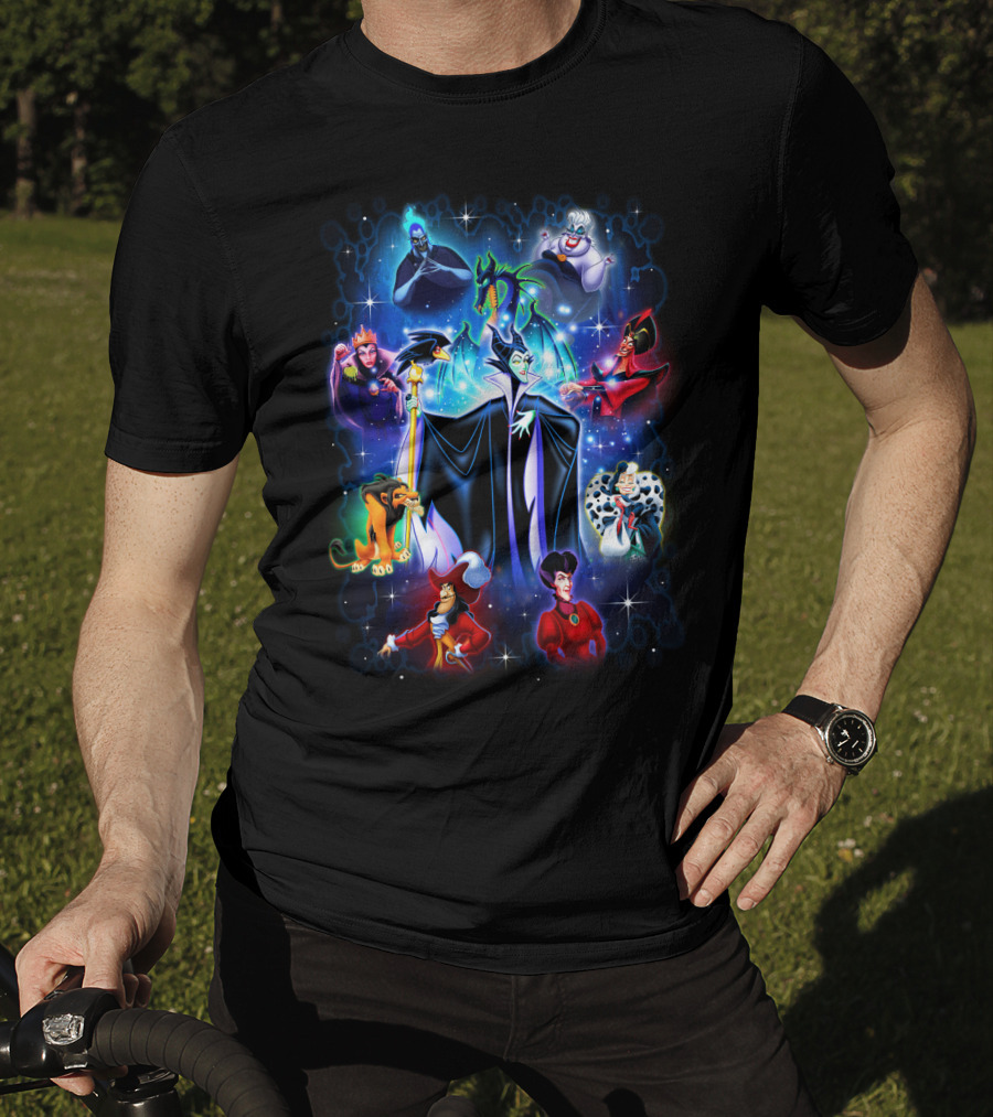 Disney Villains Maleficent Hades Ursula Scar Jafar Evil Queen Captain Hook Queen Of Hearts Cruella De Vil T-Shirt