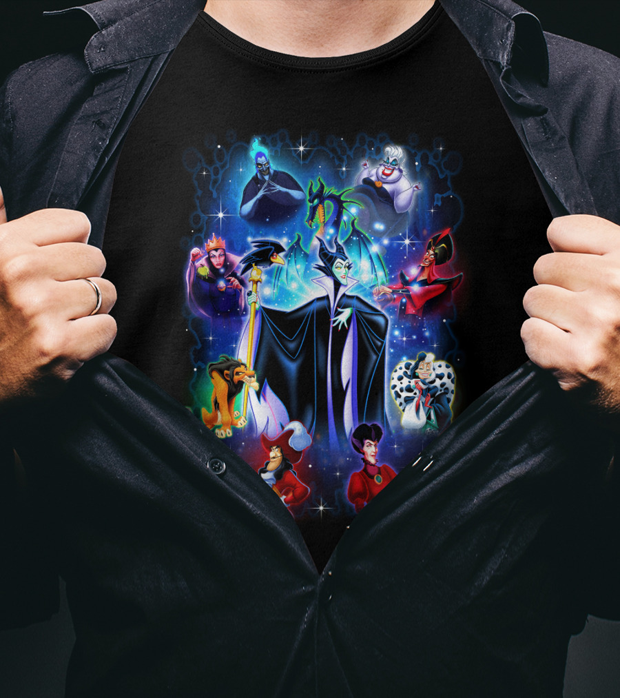 Disney Villains Maleficent Hades Ursula Scar Jafar Evil Queen Captain Hook Queen Of Hearts Cruella De Vil T-Shirt