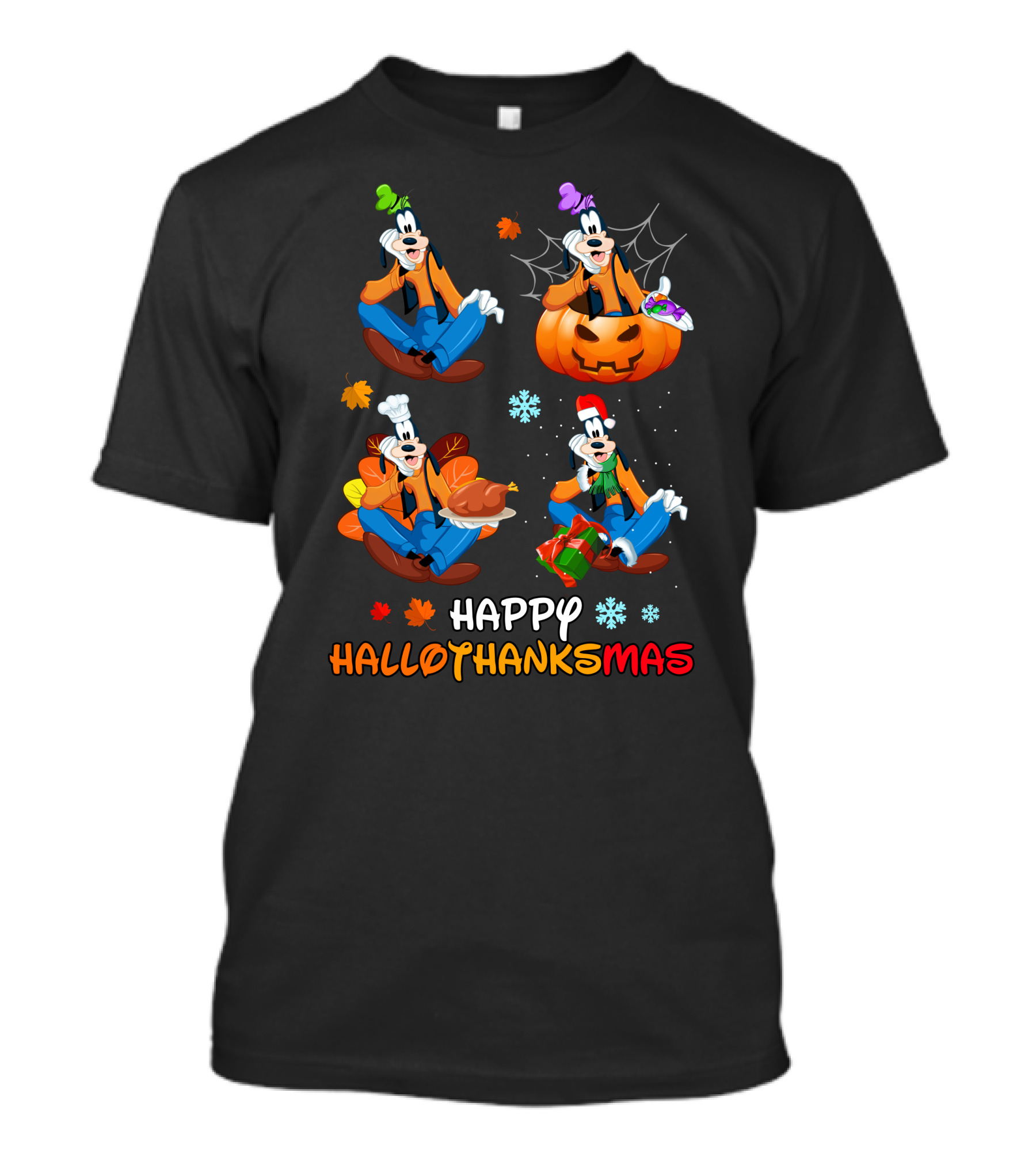 Happy Hallothanksmas Goofy Pumpkin Turkey Gift T-Shirt