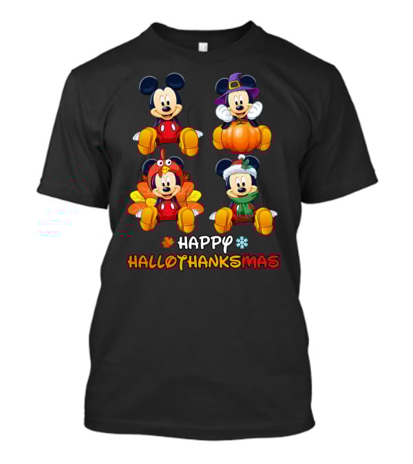 Happy HALLOTHANKSMAS Mickey Mouse Pumpkin Turkey Christmas T-Shirt