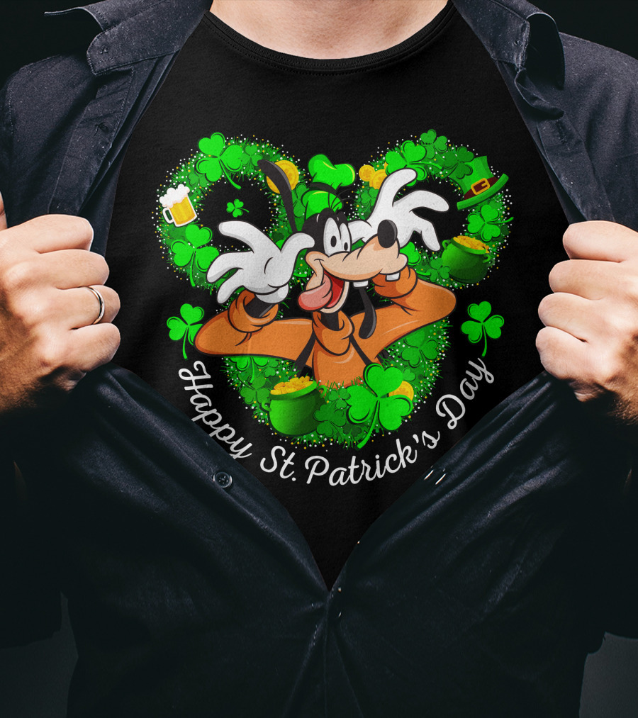 Happy St. Patrick's Day Goofy Shamrocks And Leprechaun Hat T-Shirt