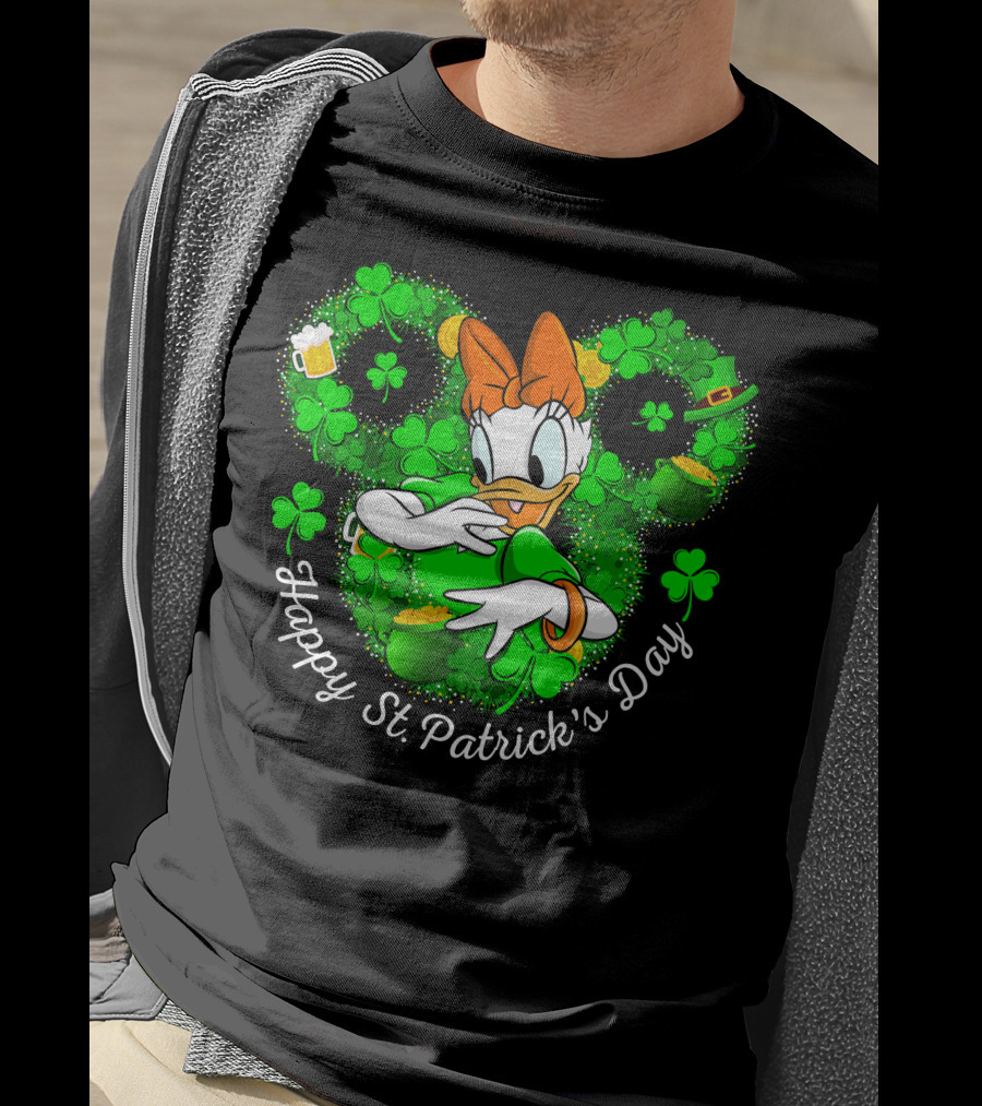 Daisy Duck Happy St. Patrick's Day Shamrocks And Pot Of Gold T-Shirt
