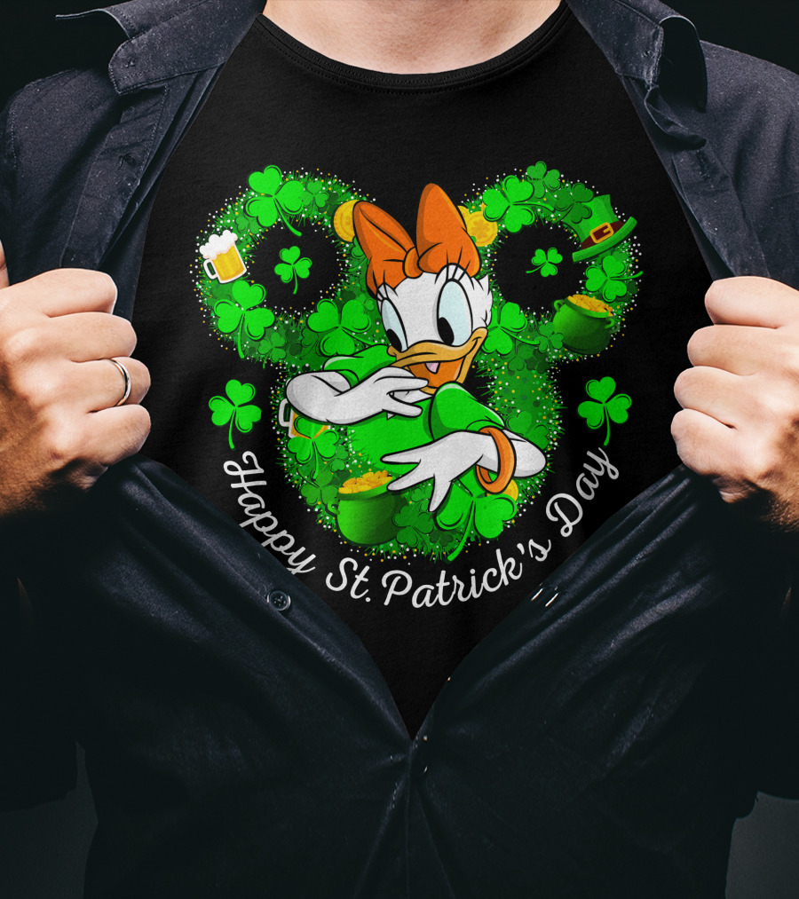 Daisy Duck Happy St. Patrick's Day Shamrocks And Pot Of Gold T-Shirt