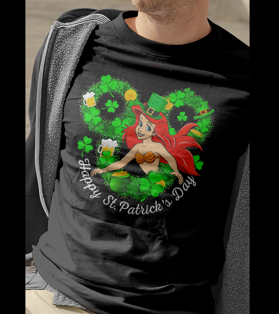 Ariel Happy St. Patrick's Day Shamrocks And Hat T-Shirt