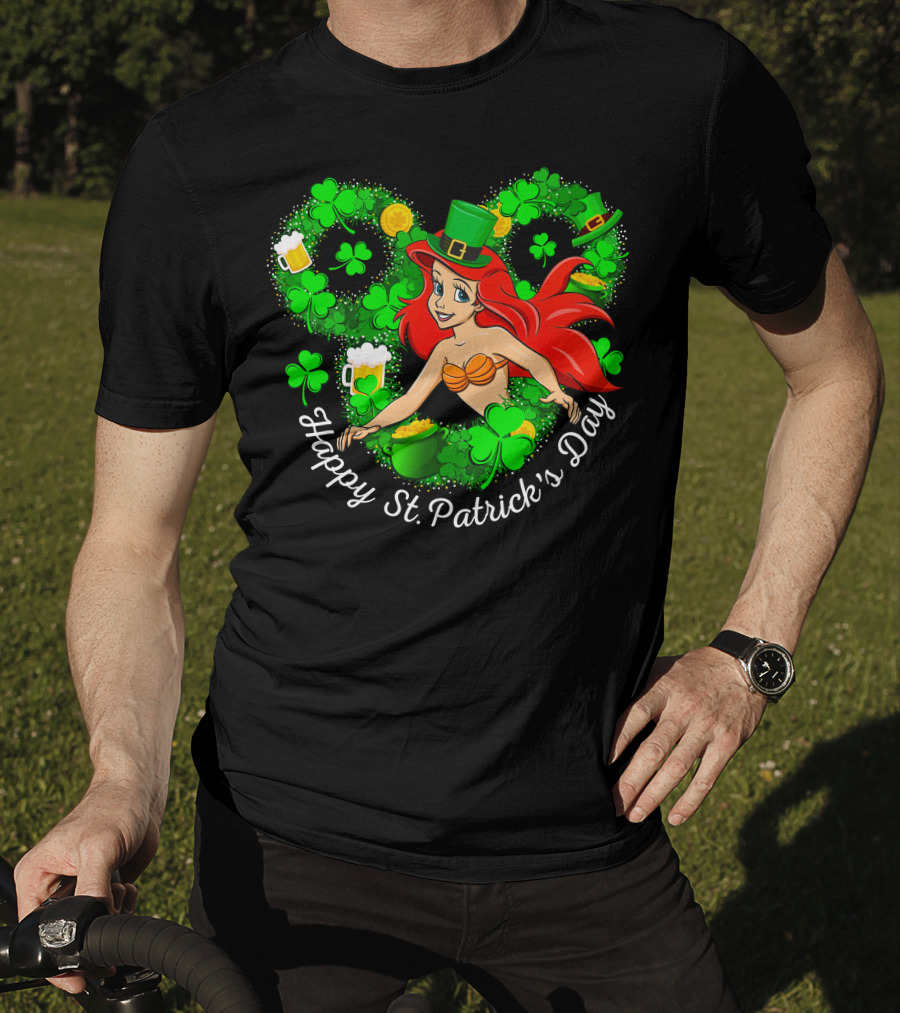 Ariel Happy St. Patrick's Day Shamrocks And Hat T-Shirt